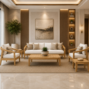 Ensemble de salon d'extérieur en teck massif Seraya, design moderne pour jardin, qualité supérieure, meubles de patio artisanaux pour usage hôtelier et de villégiature - Product Image 5