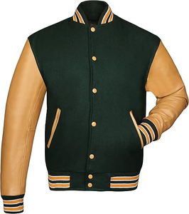 Men's Baseball <b>Jacket</b> Breathable Customized Real <b>Leather</b> Wool Made High Quality Custom <b>Jacket</b> For Men - Product Image 4