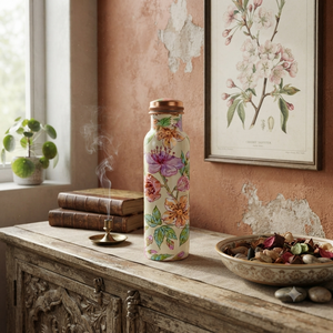 Handmade Copper Water <b>Bottle</b> with Floral Design, 650/750/950ml Reusable <b>Metal</b> <b>Bottle</b>, Custom Wholesale Gift, OEM Export Supplier - Product Image 2