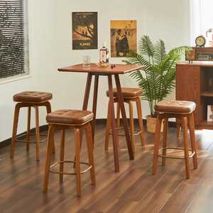 Tabouret de bar rond en bois courbé, chaise haute en bois massif, tabouret de bistrot style campagne française, siège pour îlot de cuisine, support pour plantes en bois naturel - Product Image 3