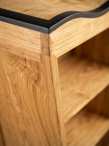 Solid Wood Curved Bookcase Floor Standing Storage <b>Shelf</b> Natural Finish Display Cabinet Modern Design 5-<b>Shelf</b> for <b>Bedroom</b> Living - Product Image 3