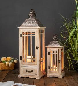 Customized Handmade Wooden Candle <b>Lantern</b> with <b>Black</b> Top Empty Candle Holder For Event & Home Decor Centerpieces - Product Image 3