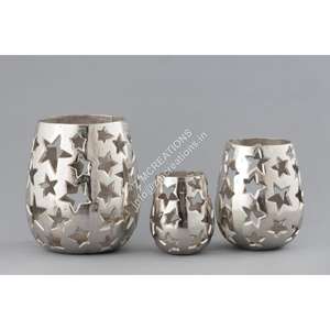 Ensemble de pots à bougies en métal pour décorations de Noël et de mariage, 3 tailles, design étoile scintillante, faits à la main, écologiques, porte-bougie, cadeaux - Product Image 1