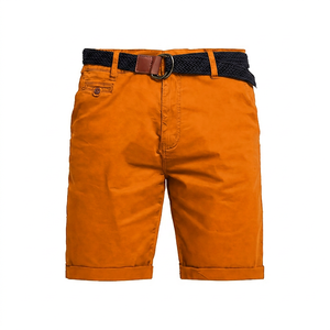 Shorts Bermuda en Coton Bleu Marine pour Homme, Taille Mi-Haute, Fermeture Boutonnée, Décontracté, Uni, Tissé Oxford Respirant - Product Image 3