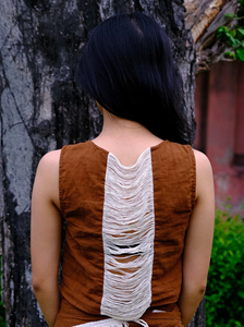 Handmade Brown Cotton Crop <b>Top</b> Sleeveless Summer Vest Boho Macrame Fringe Blouse Ethnic <b>Festival</b> <b>Top</b> Hippie Style Crop <b>Tops</b> - Product Image 5
