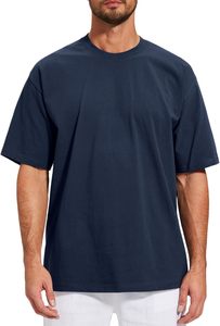 T-shirts vierges 100 % coton épais, blancs unis, personnalisables, pour hommes, coupe oversize, col rond, prix de gros - Product Image 3