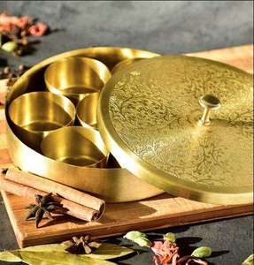 Handcrafted Iron Masala Dabba Spice <b>Box</b> with Hammered Lid Seven Container Traditional <b>Metal</b> Spice Storage Organizer Kitchen <b>Tool</b> - Product Image 4