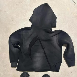 Custom Acid Wash Distressed Embroidered Patch Cropped <b>Hoodie</b> Flared Sweatpants Sweatsuit Set OEM ODM Wholesale - Product Image 5