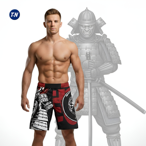 Short MMA BJJ Jiu Jitsu pour homme adulte, imprimé par transfert thermique, polyester avec logo avant/arrière, design ergonomique, Légende du samouraï - Product Image 2