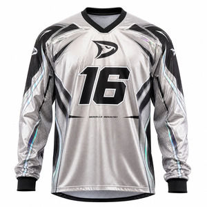 Custom <b>Reflective</b> Motocross Jersey OEM Y2K MX Racing Shirt Silver Chrome Polyester Micro Mesh Dirt Bike Jersey for Men - Product Image 2