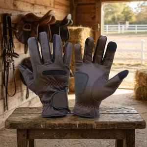 Gants en cuir à doigts entiers, respirants, antidérapants, compatibles avec les écrans tactiles, pour l'extérieur, hiver, unisexe, fermeture à scratch - Product Image 5