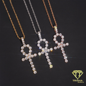 จี้รูปกางเขนประดับเพชรโมอิสซาไนต์ทรงกลม เงินแท้ 925 สไตล์ฮิปฮอป - Product Image 4