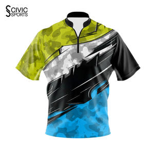 Camiseta de Boliche Personalizada Sublimada, Transpirable, de Secado Rápido, Duradera, Estilo Vintage, con Cierre, Spandex/Algodón, Logotipo Impreso, Jersey Deportivo de Boliche - Product Image 3