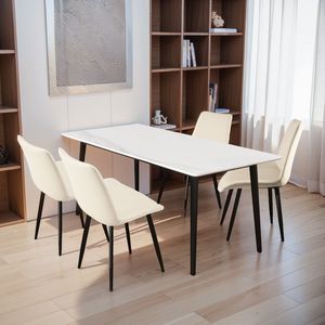 Tavolo da Pranzo Bianco da 63 Pollici in Pietra Sinterizzata/Marmo/Porcellana per Cucina e Soggiorno, Esclusivo per Uso Domestico - Product Image 5