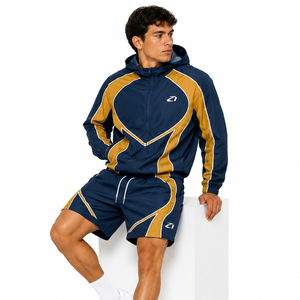 Wholesale Custom Men's Solid Two Piece <b>Short</b> Windbreaker Set Waterproof Zip up Jogging Eco-Friendly Breathable Quick Dry <b>Jackets</b> - Product Image 4