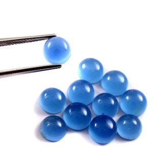 Lote al por mayor de cabujones redondos de calcedonia azul real natural de 6x6 mm con parte trasera plana, calibrados, para fabricación de joyas. - Product Image 2