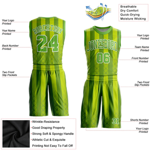 Conjuntos de Entrenamiento de Baloncesto para Jóvenes, 100% Poliéster, Transpirables, de Secado Rápido, Color Verde, Uniformes Personalizados por Sublimación para Clubes de Baloncesto - Product Image 4