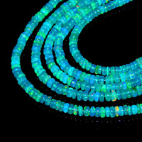 Perles Rondelles Lisses en Opale Bleue d'Éthiopie AAA, 3-5mm, Pierre Naturelle, Fil de 16 Pouces, Marque LUSTRE, Fournitures pour la Fabrication de Bijoux