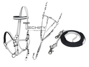 ชุดบังเหียนแบบคล้องคอหนังสีขาวดูทนทานต่อความอดทนในการขี่ม้าบังเหียนซักได้ - Product Image 3