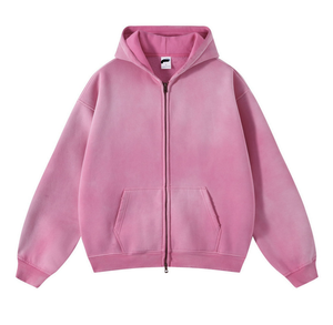 Venta al por Mayor, Personalizado, 100% Algodón, 380 GSM, Sudadera con Cremallera para Hombre, Sudadera Extra Grande para Mujer, Estilo Retro Vintage, Ropa Urbana Unisex de Moda Otoñal - Product Image 4