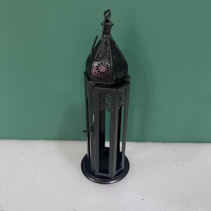 Farol Decorativo Marroquí de Hierro de Diseño Artesanal, Decoración para el Hogar, Acabado Negro L688 - Product Image 5