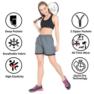 Custom Logo <b>Women</b> Fitness Gym <b>Shorts</b> Seamless Pilates Mid <b>Waist</b> Lift Breathable Quick Dry Windproof <b>Elastic</b> <b>Waist</b> 100% Polyester - Product Image 3
