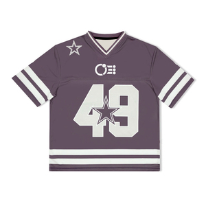 2026 Oversized Crop Boxy American Football Jersey Retro Streetwear Mesh Short Sleeve 100% <b>Polyester</b> V-neck Adjustable Strap - Product Image 1