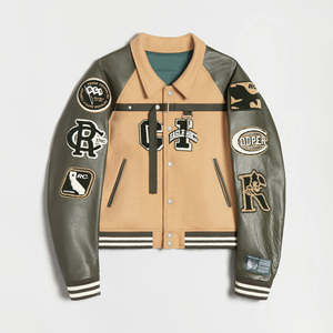 Vestes universitaires personnalisées pour hommes, style Letterman, chaudes pour l'hiver, avec manches en cuir, logo brodé en chenille. - Product Image 1