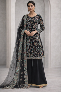 Elegant Pakistani Women Dress Chiffon <b>Fabric</b> With Beautiful Beaded Hand Work and Plazo Pant Style Ideal for Wedding Party - Product Image 5