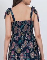 Gaun Midi A-Line Botanical Ringan 100% Katun Ramah Lingkungan Kualitas Terbaik Wanita Bahan Lembut Nyaman Elegan Kompetitif