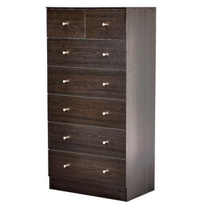 Cassettiera in Melamina Testurizzata 66*40*131cm con 5+2 Cassetti e Maniglie Oro Opaco - Product Image 2