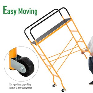 Piattaforma Organizzatrice a 4 Livelli in Acciaio con Scala Mobile Antiscivolo a 2 Ruote per Uso Interno/Esterno, Spedizione Gratuita - Product Image 4
