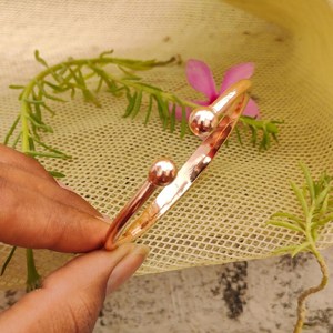Handmade Pure Copper Ball End Cuff <b>Bangle</b> Solid Metal Copper Craft <b>Torque</b> Open Choker Healing Jewelry For <b>Men</b> & Women OEM - Product Image 4