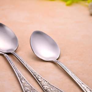 <b>Silver</b> Blossom 15cm <b>Tea</b> Spoons <b>Set</b> of 4 Durable Tableware for Home and Camping for Restaurants - Product Image 4