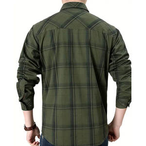 Chemise en flanelle de coton brossé pour homme, à carreaux, manches longues, boutonnée, décontractée, extra douce et chaude, pour l'automne, logo personnalisé, vente en gros - Product Image 2