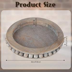 Round Wooden Beaded Kitchen Tray Bohemian Decorative Serving Perfect for kitchen dining table coffee or gifting - Product Image 2