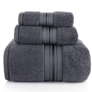 Ensemble de serviettes en coton uni rectangulaires, teintes, pour usage domestique, douces pour la peau, en blanc, gris, bleu sarcelle - Product Image 6