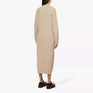 Suéter de punto clásico casual cálido de lana de Mongolia con cuello redondo y logo frontal largo, estilo coreano, para invierno - Product Image 2
