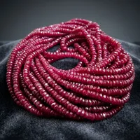 Perles de rubis naturel facettées en forme de rondelle 3-4 mm, pierres rouges en vrac pour la fabrication de bijoux