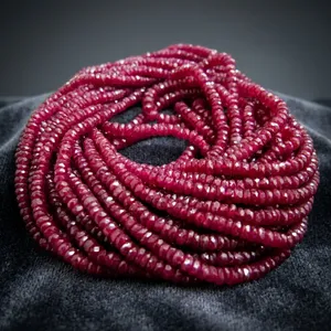 Natural <b>Ruby</b> Faceted Rondelle Beads 3-4mm Red Stone Loose Beads for Jewelry Making - Product Image 5
