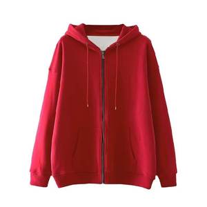Sweat-shirt à capuche zippé pour homme, couleur unie, coupe ample, en coton tricoté, décontracté, pour l'automne - Product Image 4
