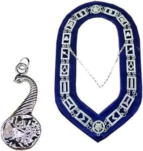 Collar de Cadena de Estafeta Junior de la Logia Azul con Joya Plateada, Luna y Estrellas, para Regalia Masónica - Product Image 5