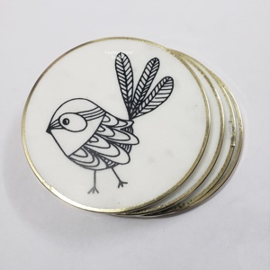 Venta al por mayor personalizar logotipo impreso mármol posavasos absorbente de agua y grueso 5mm personalizado Oficina taza de té posavasos - Product Image 2