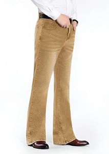 Pantalones Vaqueros de Mezclilla Color Caqui para Hombre, Corte Bootcut, 100% Algodón, Ecológicos, Resistentes a la Decoloración, Cintura Alta, Corte Regular, Casuales, con Bolsillos - Product Image 2