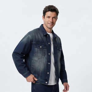 Chaqueta de mezclilla informal para hombre al por mayor, estilo de moda, chaqueta vaquera con botones y cuello vuelto para hombre - Product Image 3
