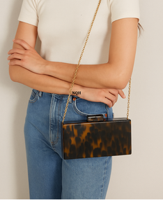 กระเป๋าคลัทช์ไม้เรซิ่นทำมือสุดหรู ทนทาน เป็นมิตรกับสิ่งแวดล้อม ดีไซน์ลายเรขาคณิต พร้อมสายสะพายโซ่  รับทำโลโก้ กระเป๋าสำหรับออกงานกลางคืน - Product Image 1