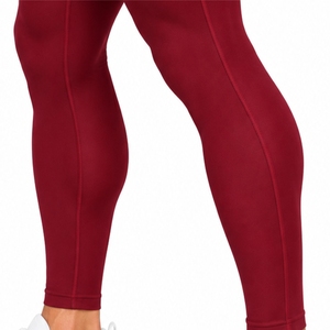 Men Burgundy Fitted Stretch <b>Leggings</b> For Fitness Training Comfort Waist Fit Full Length <b>Shape</b> Active Training Style <b>Leggings</b> - Product Image 6