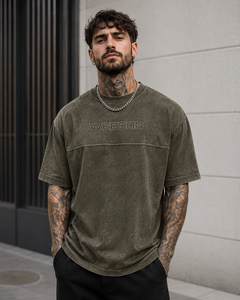 T-shirt décontracté à manches courtes et col rond pour homme Webson, coupe classique, en coton lavé/fibre de bambou, séchage rapide, respirant, écologique, pas cher - Product Image 1