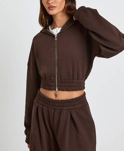 Conjunto de Ropa Deportiva de Invierno y Otoño para Mujer, Corte Regular, Cintura Elástica, Estilo Urbano, Doble Costura, Manga Larga, Pantalones Deportivos Cortos - Product Image 2