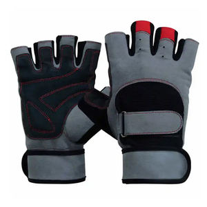 Guantes de Gimnasio de Piel de Vacuno de Medio Dedo del Fabricante OEM, Antideslizantes, con Soporte para Muñeca, Cierre de Gancho y Bucle, Protección Avanzada, Unisex, para Fitness - Product Image 2